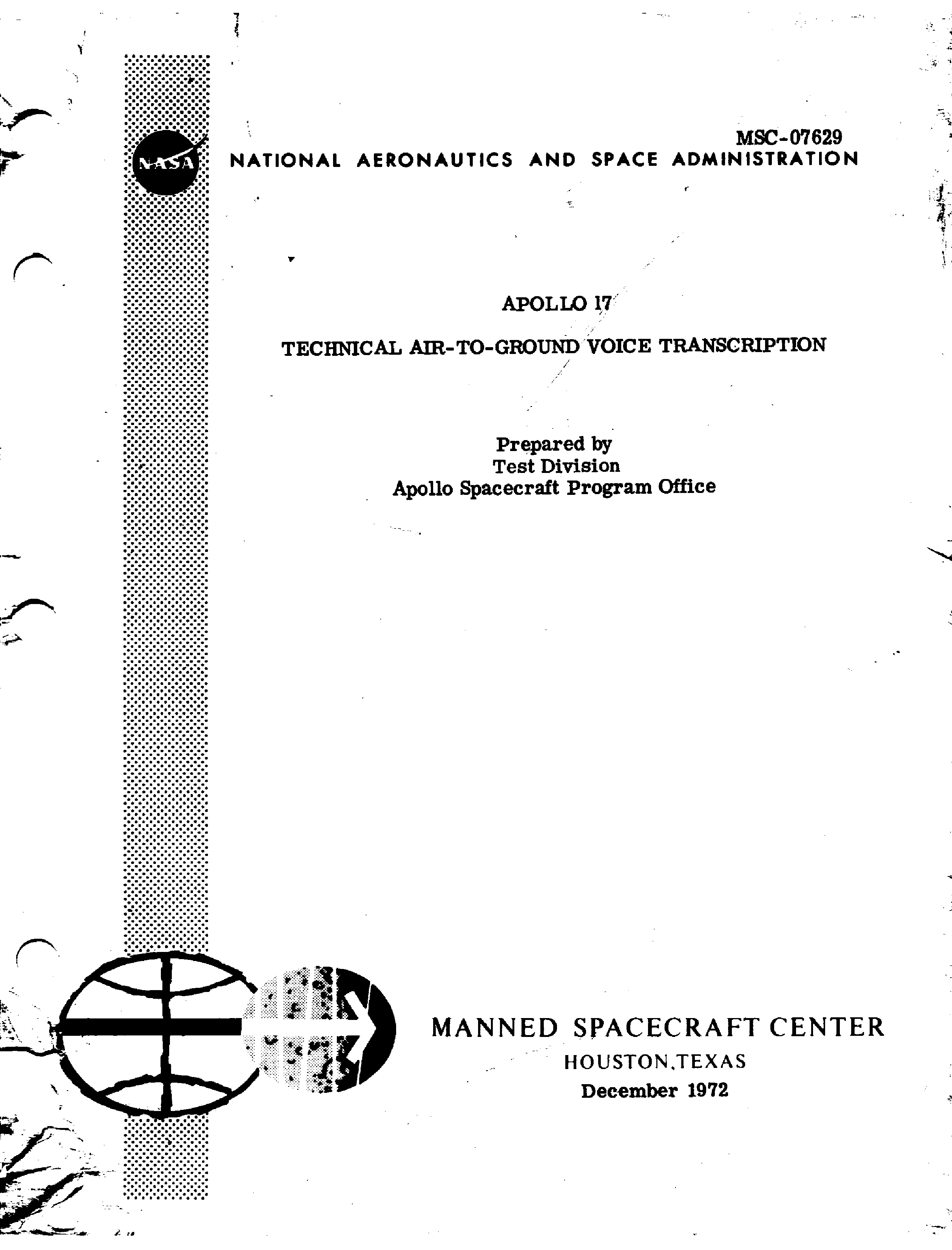 The cover page of the 2500 page technical air-to-ground mission audio transcript