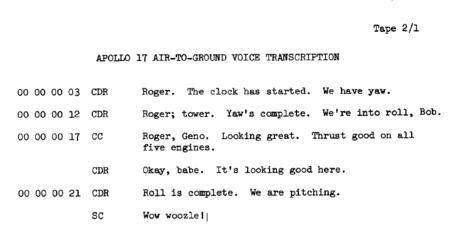 Sample TEC transcript page
