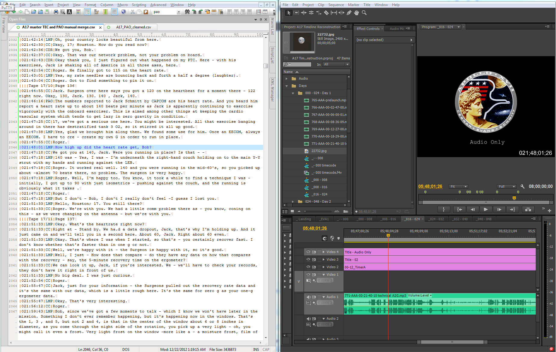 A screenshot showing the audio timeline being analyzed in Premiere